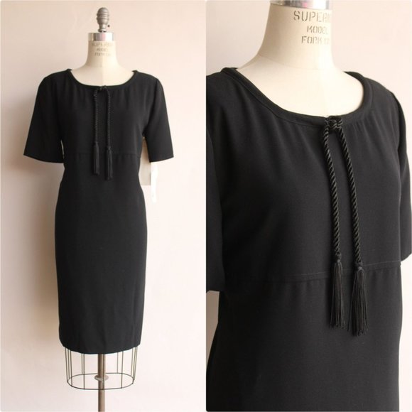 Vintage 1990s Dress, New with Tags Rena Rowan for Saville Black Sheath - Picture 1 of 10